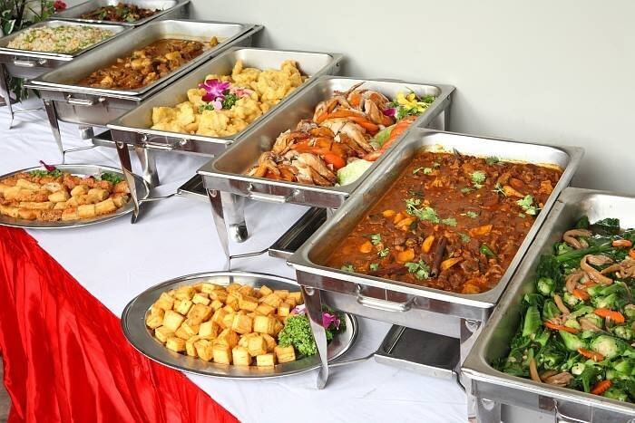 Outside catering service setup